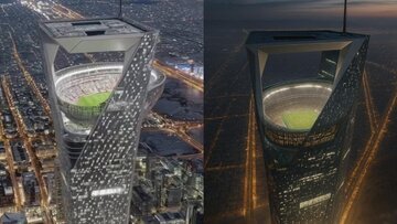 A stadium unlike anything seen before. It will be atop a skyscraper, 330 meters above the ground